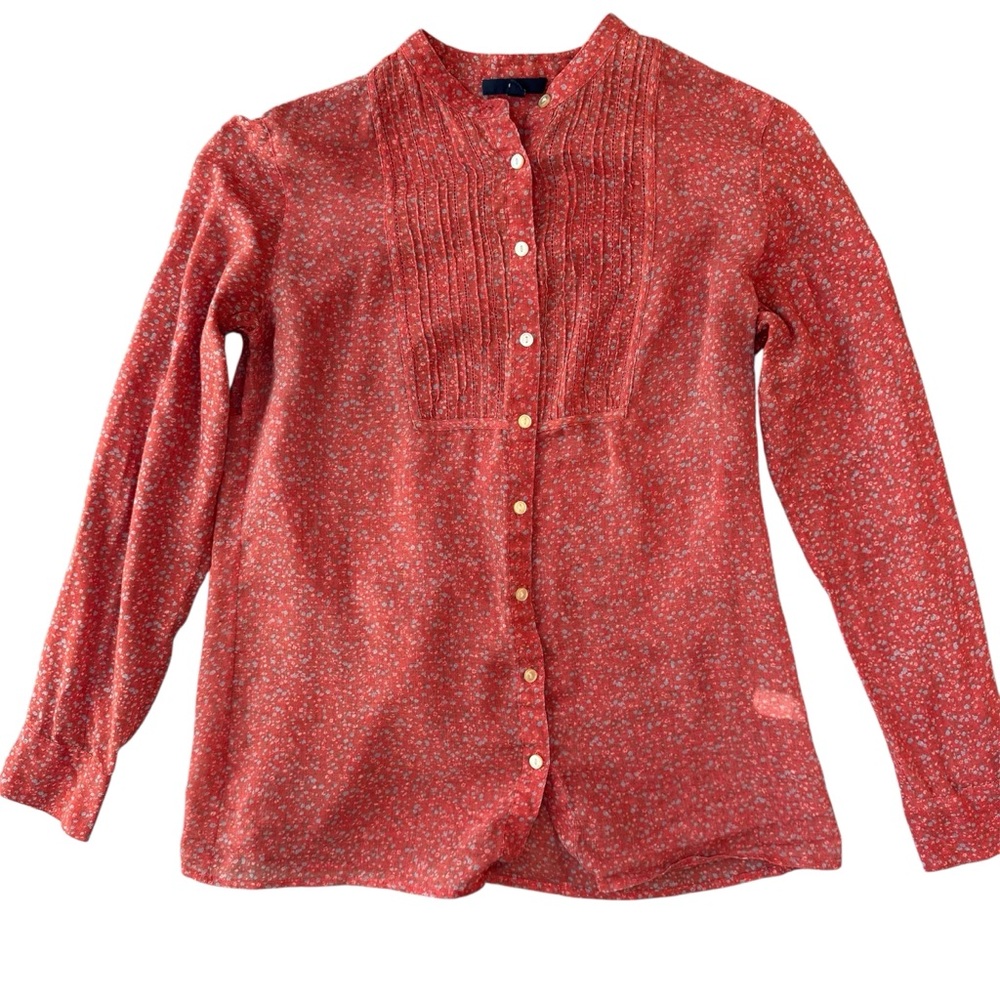 Gap Women's Vintage (2009)  Sheer Button-Down Shirt -Rust/Blue